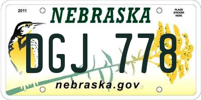 NE license plate DGJ778