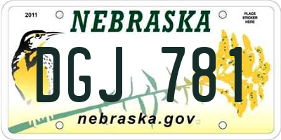 NE license plate DGJ781
