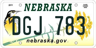 NE license plate DGJ783
