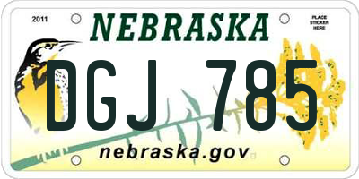 NE license plate DGJ785