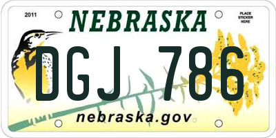 NE license plate DGJ786