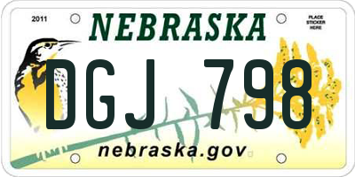 NE license plate DGJ798