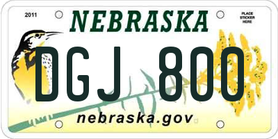 NE license plate DGJ800
