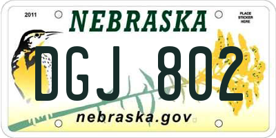 NE license plate DGJ802