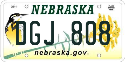 NE license plate DGJ808
