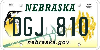 NE license plate DGJ810