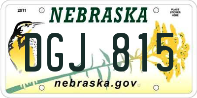 NE license plate DGJ815