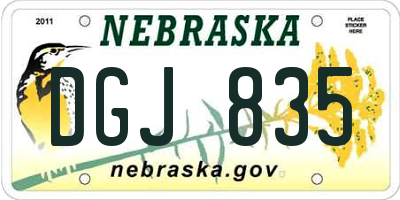 NE license plate DGJ835
