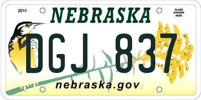 NE license plate DGJ837