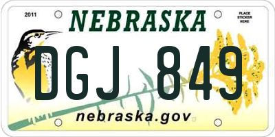 NE license plate DGJ849