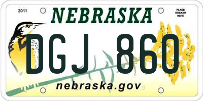 NE license plate DGJ860