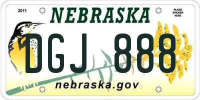 NE license plate DGJ888