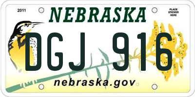 NE license plate DGJ916