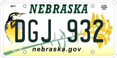 NE license plate DGJ932