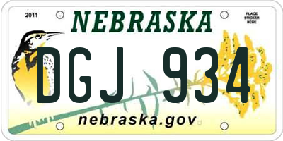 NE license plate DGJ934