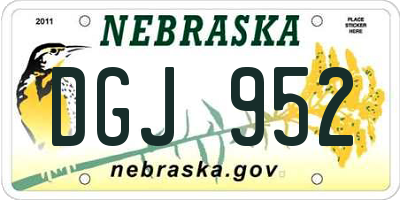 NE license plate DGJ952
