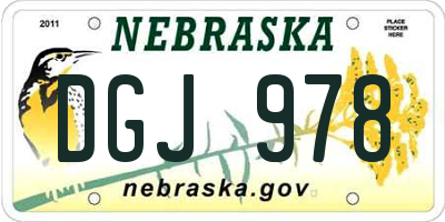 NE license plate DGJ978