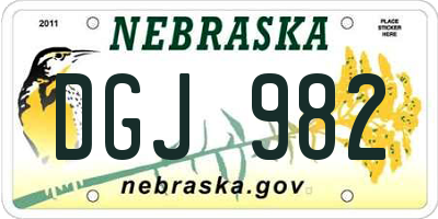 NE license plate DGJ982