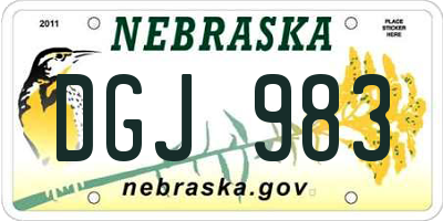 NE license plate DGJ983
