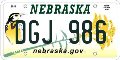 NE license plate DGJ986