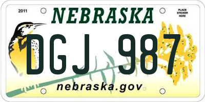NE license plate DGJ987