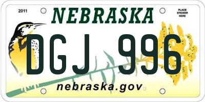 NE license plate DGJ996