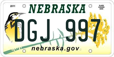 NE license plate DGJ997