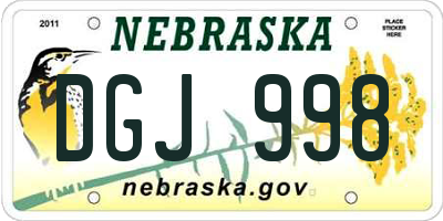 NE license plate DGJ998