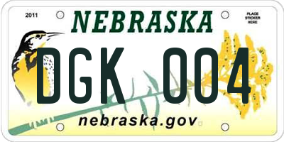 NE license plate DGK004