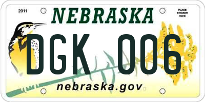 NE license plate DGK006