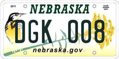 NE license plate DGK008
