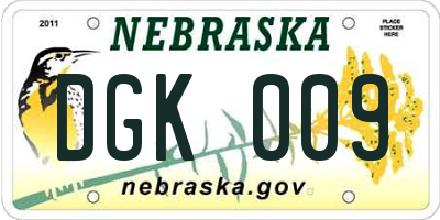 NE license plate DGK009