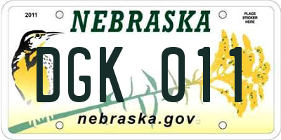 NE license plate DGK011