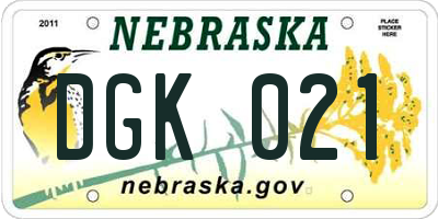NE license plate DGK021