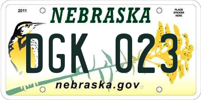 NE license plate DGK023