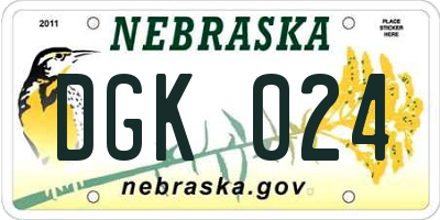 NE license plate DGK024