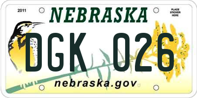 NE license plate DGK026
