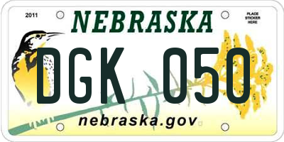 NE license plate DGK050