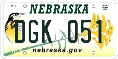 NE license plate DGK051