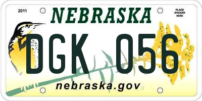 NE license plate DGK056