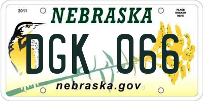 NE license plate DGK066