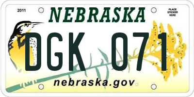 NE license plate DGK071