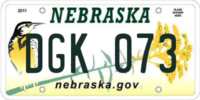 NE license plate DGK073