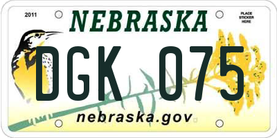 NE license plate DGK075