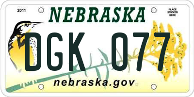 NE license plate DGK077