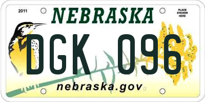 NE license plate DGK096