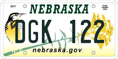 NE license plate DGK122