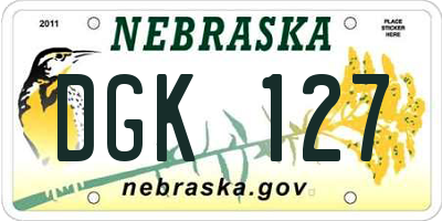 NE license plate DGK127
