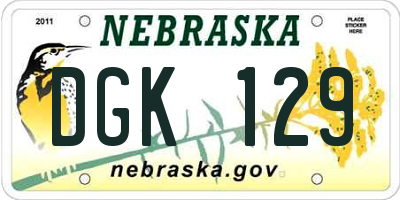 NE license plate DGK129