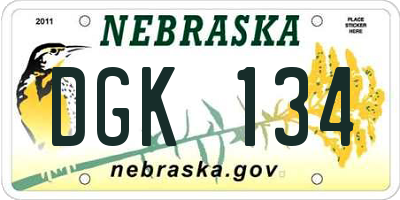 NE license plate DGK134